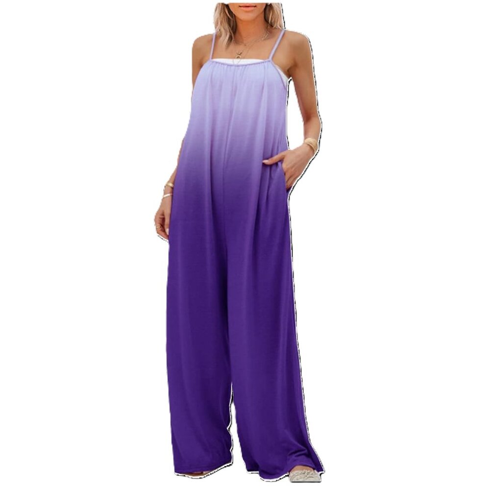 Cute Fun Casual or Dressy Spaghetti Strap Romper Purple Ombre Gradient X…
